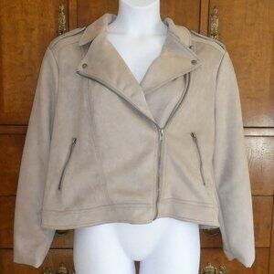 Philosophy Taupe Faux Suede Moto Jacket